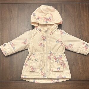 OshKosh B'gosh Butterfly Print Kids Raincoat - Cream and Pink